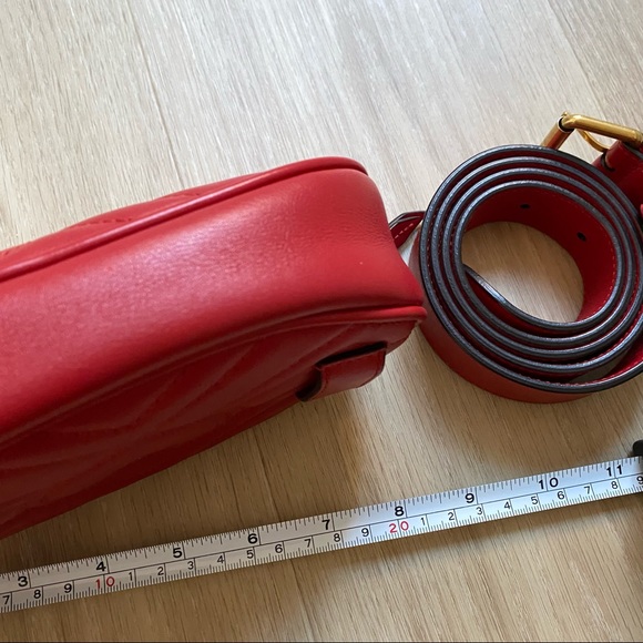 Gucci Red Marmont Belt Bum Bag — Chevron - Picture 8 of 13